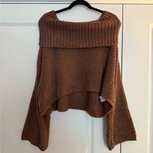 Altar'd State Chocolate Off-Shoulder Sweater
